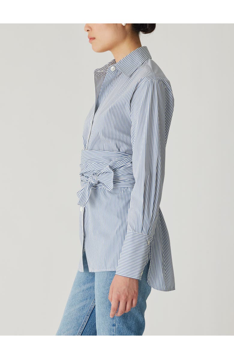 Rebecca Taylor Stripe Poplin Wrap Blouse, Alternate, color, Blue Stripe