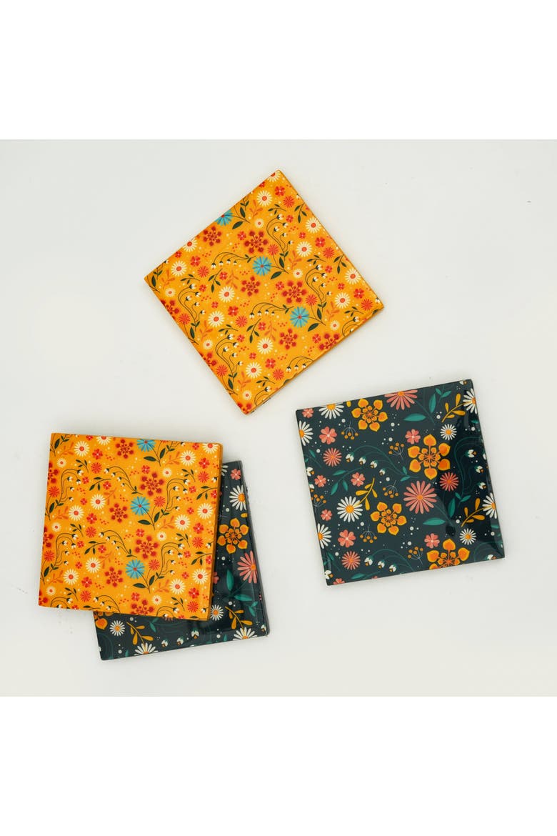 Sunburst Bloom Coasters, Alternate, color, Sunburst