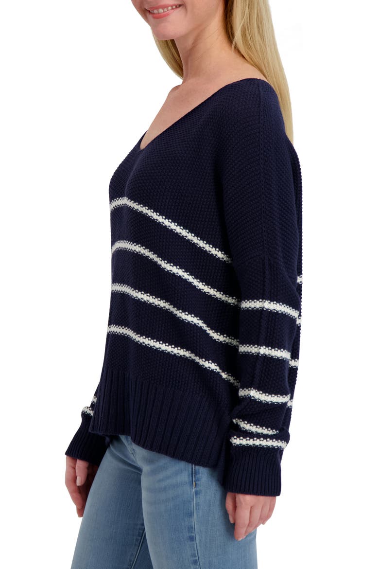 Striped Textured Sweater, Alternate, color, BLACK IRIS
