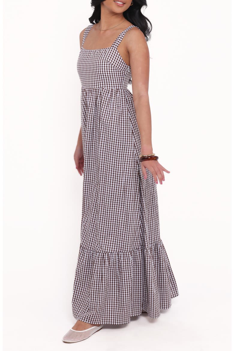 Reid Gingham Cotton Maxi Dress, Alternate, color, BROWN GINGHAM