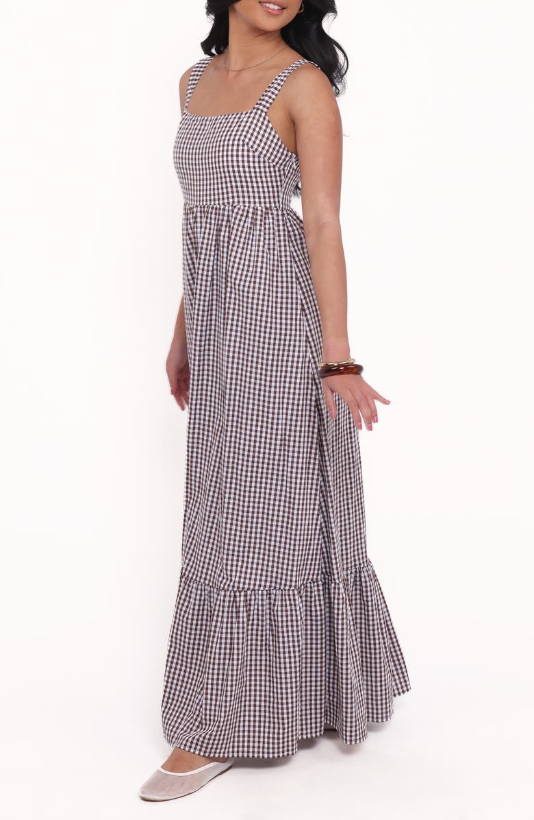 Petal & Pup Reid Gingham Cotton Maxi Dress, Alternate, color, Brown Gingham