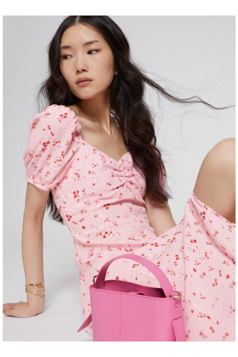 Floral Print Puff Sleeve Dress, Alternate, color, PINK FLOWER AOP