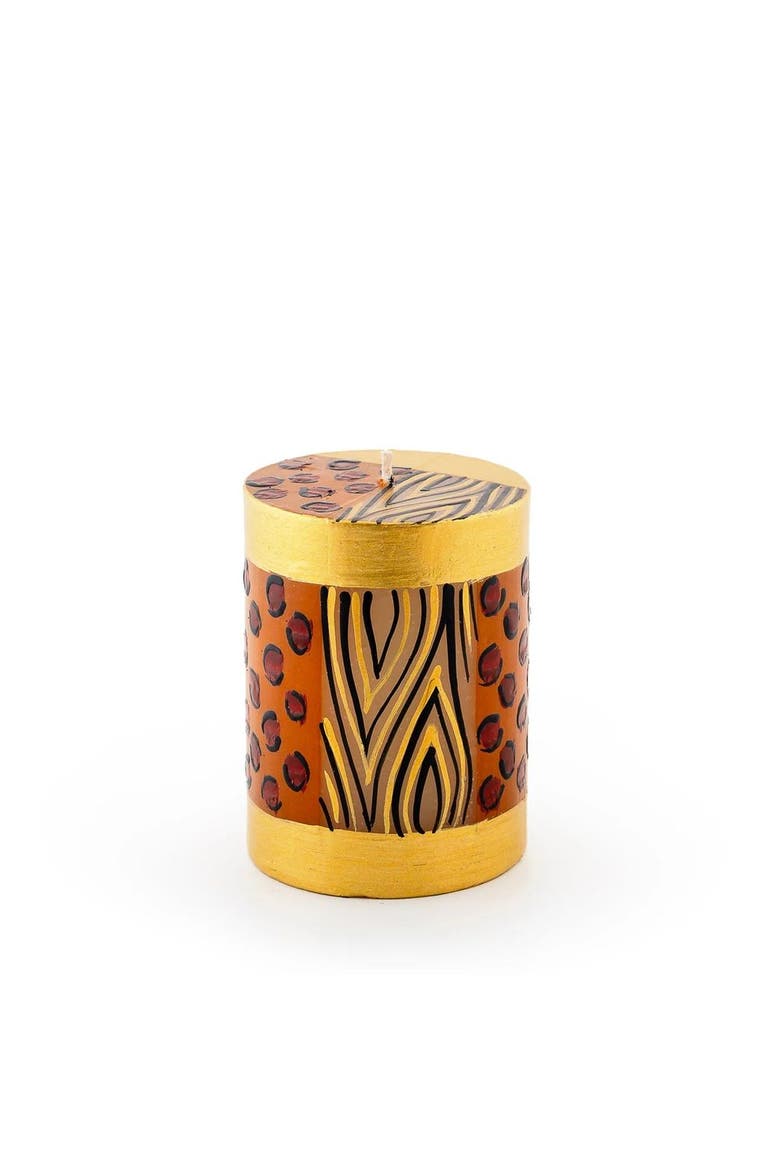 Animal Print Painted Pillar Candle, Main, color, Animal Print - 3x4"