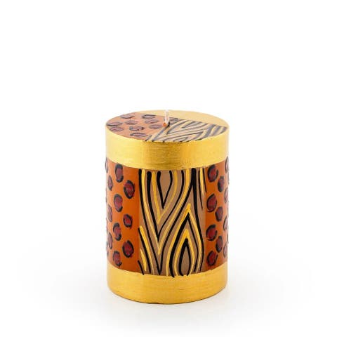 Animal Print Painted Pillar Candle