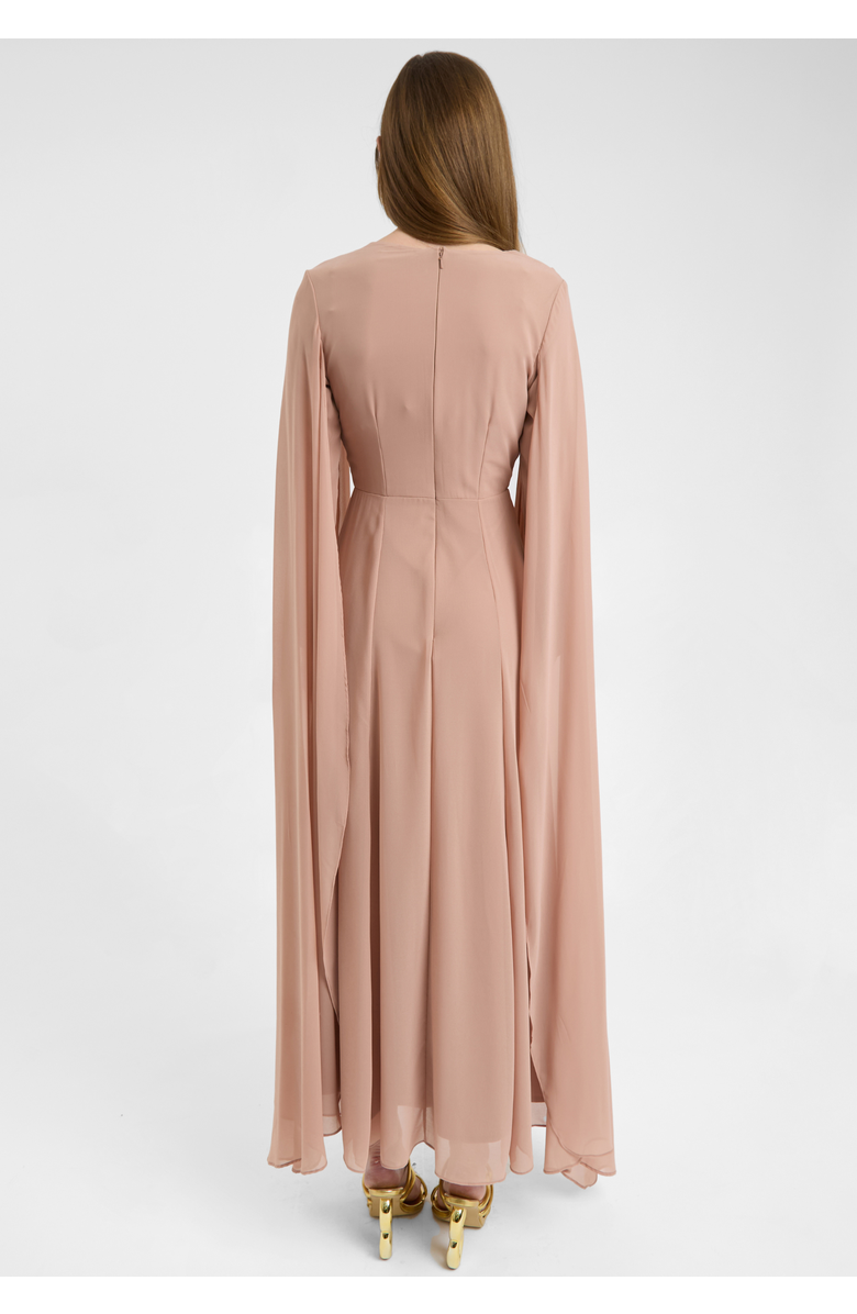 MARYISA Modest Chiffon Dress Maxi With Wrap Style Top, Alternate, color, Taupe Blush