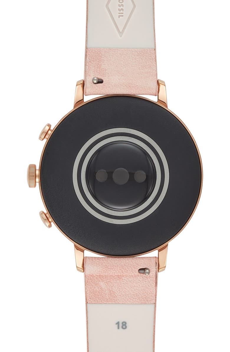 Fossil Q Venture HR Leather Strap Smart Watch, 40mm, Alternate, color,