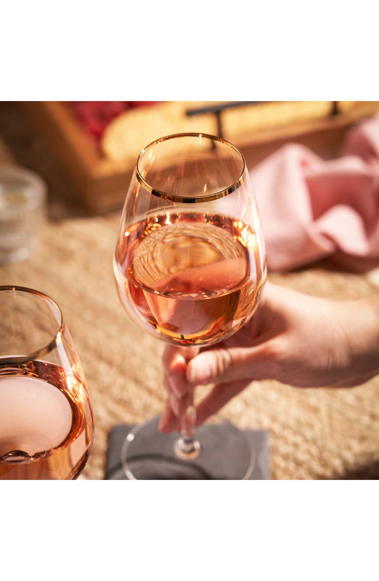 TWINE Gilded Stemmed Wine Glasses Set of 2, Alternate, color, Gold