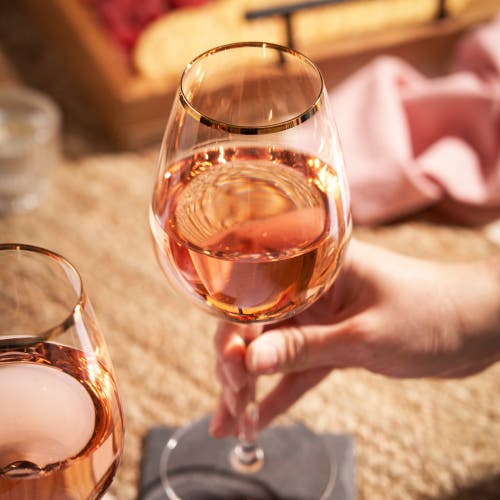 Twine Gilded Stemmed Wine Glasses Set Of 2 In Gold