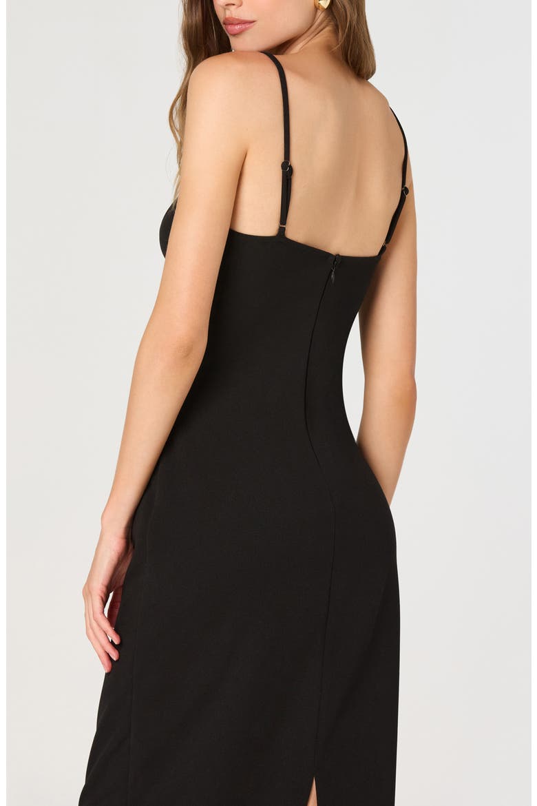 Bow Strap Midi Dress, Alternate, color, BLACK