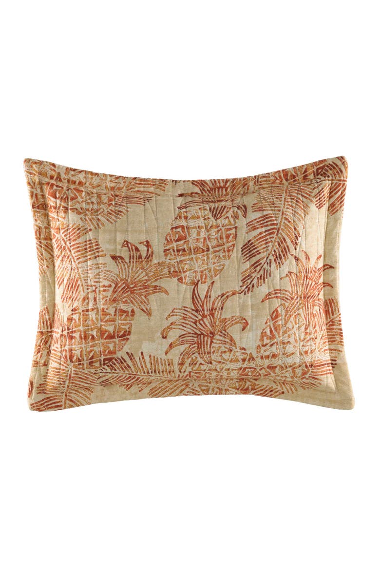 Batik Pineapple Quilted Accent Pillow, Main, color, CORAL
