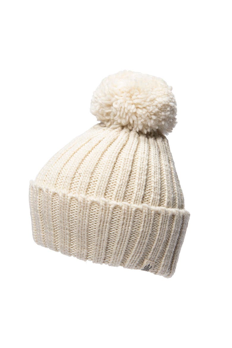 Park Fold Rib Pom Beanie, Main, color, White