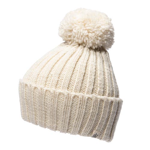 Nirvana Designs Park Fold Rib Pom Beanie In White