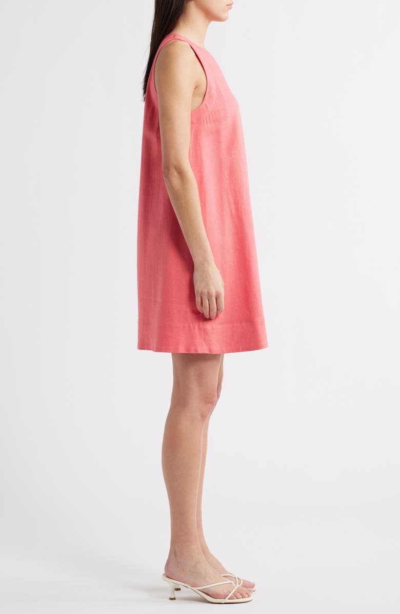 Charles Henry Sleeveless Linen Blend Trapeze Dress, Alternate, color, Coral