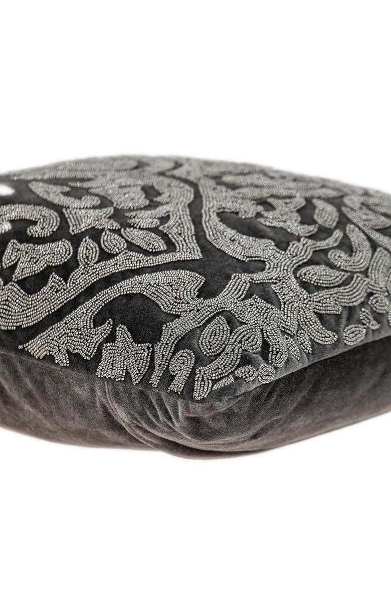 PARKLAND COLLECTION Carmela Beaded Velvet Throw Pillow, Alternate, color, Gray
