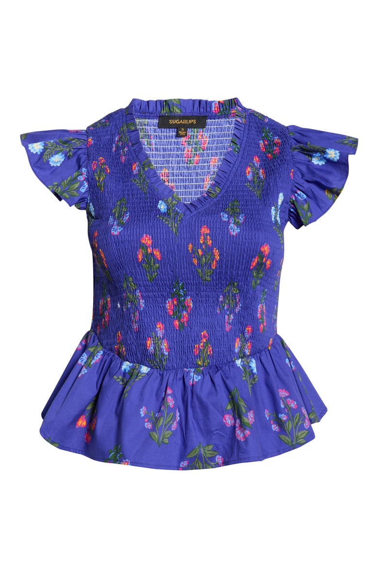 Clemen Floral Print Top, Alternate, color, NAVY