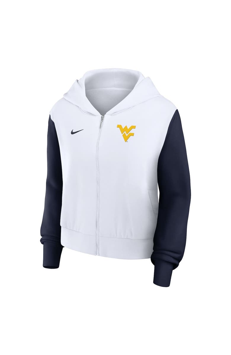 Nike Women's Nike White West Virginia Mountaineers Cropped Beyond Capability Color-Block Script Full-Zip Hoodie, Alternate, color, White