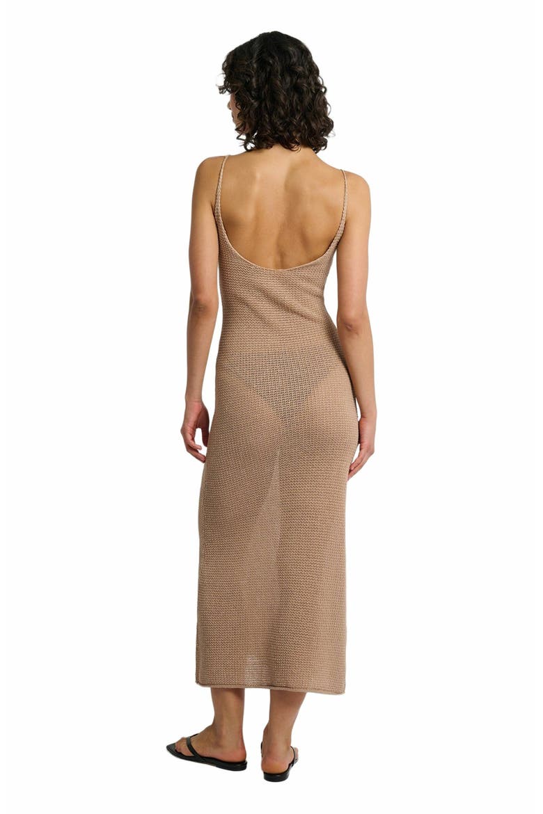 Textured Linen Sweater Scoop Maxi Dress, Alternate, color, TAN