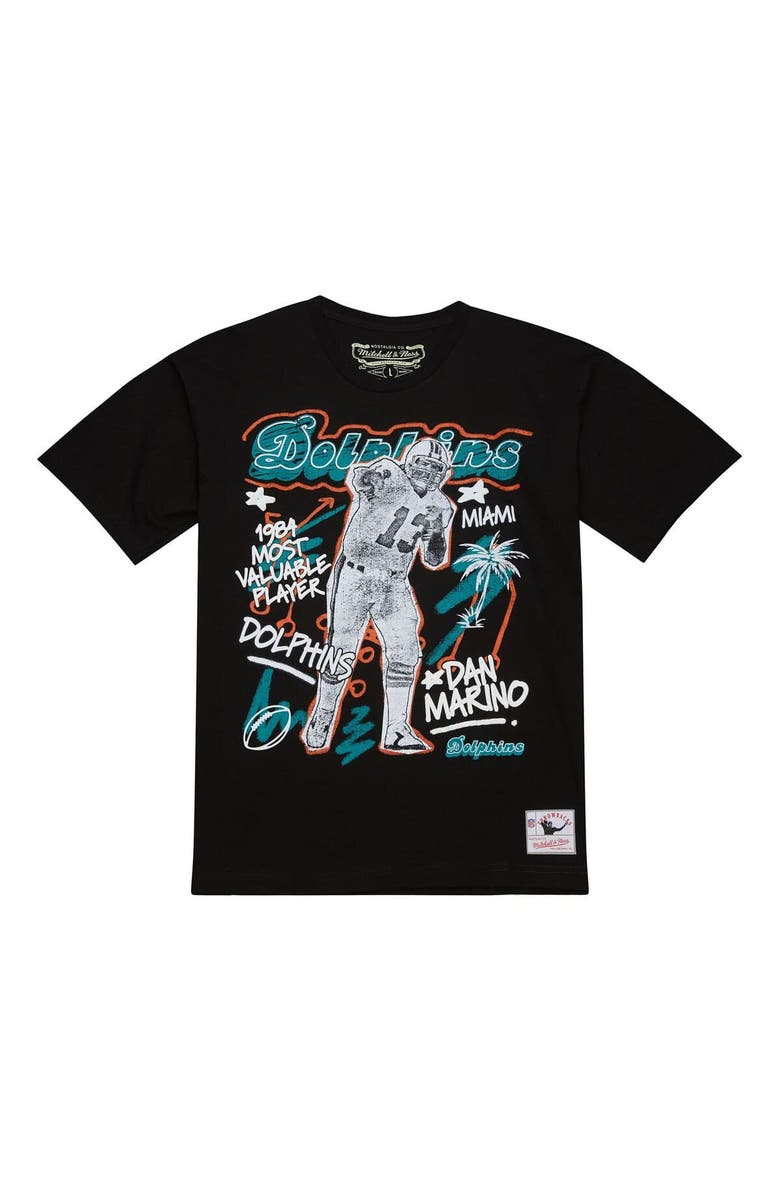 Mitchell & Ness Men's Mitchell & Ness Dan Marino Black Miami Dolphins Chalked Up Player Graphic T-Shirt, Main, color, Black