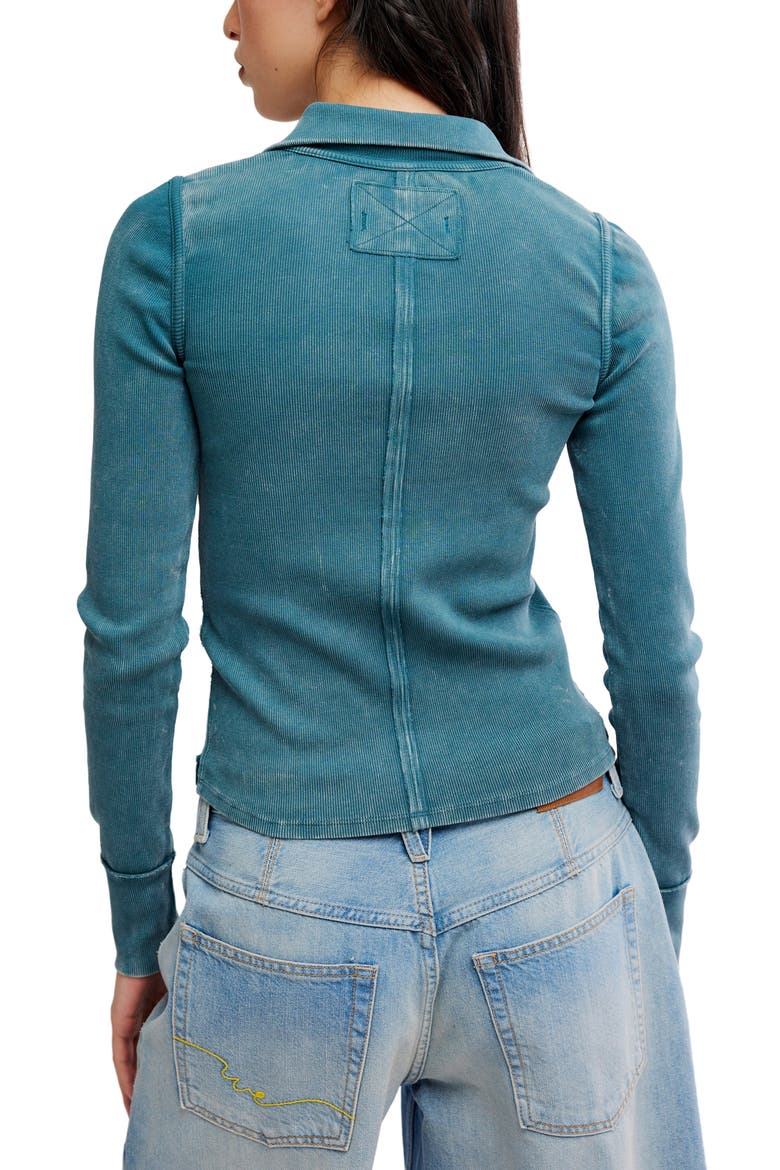 Lake Stand Collar Stretch Cotton Rib Henley, Alternate, color, PINE BLOSSOM