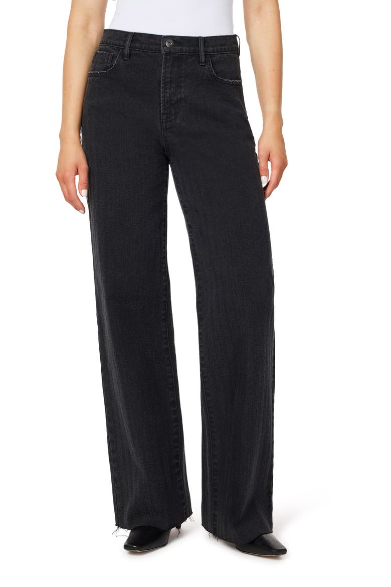 Carla High Waist Wide Leg Jeans, Main, color, GREY HERRINGBONE
