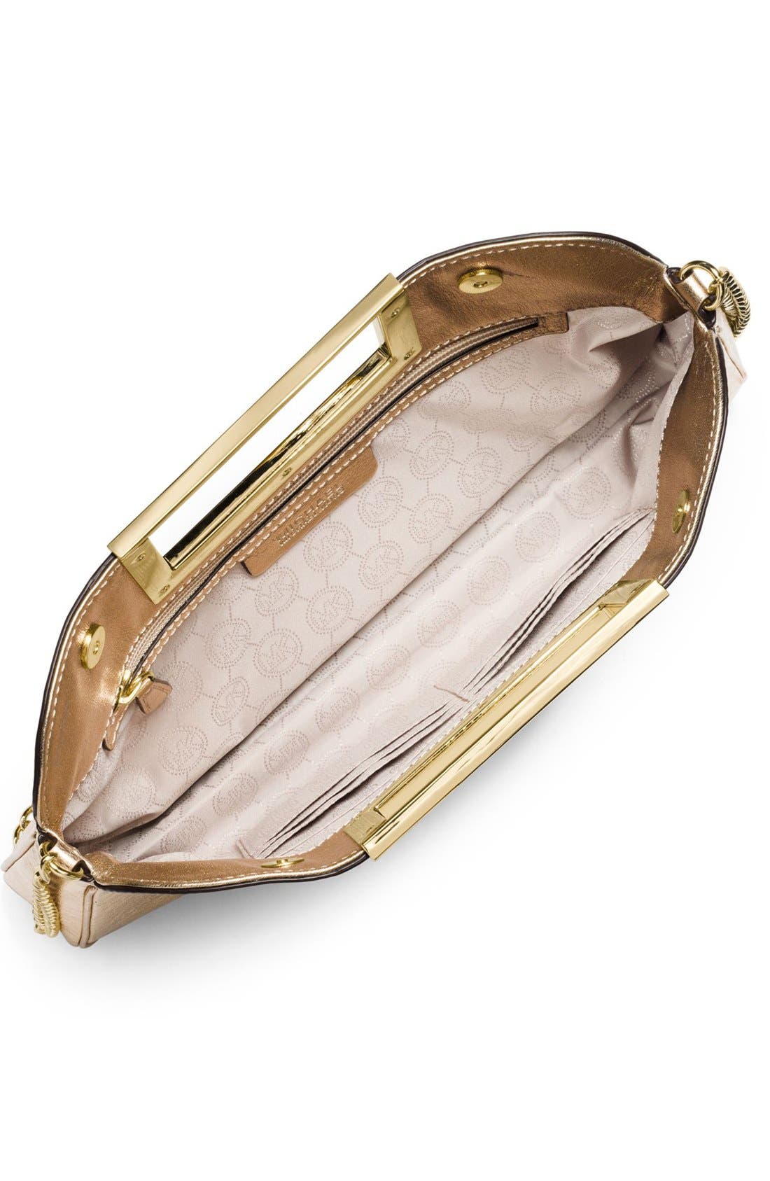 Leather Clutch, Alternate, color, PALE GOLD