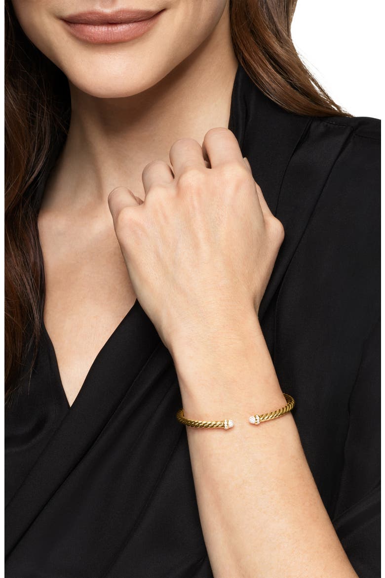 Cablespira® Flex Bracelet in 18K Yellow Gold with Diamonds, 4mm, Alternate, color, DIAMOND
