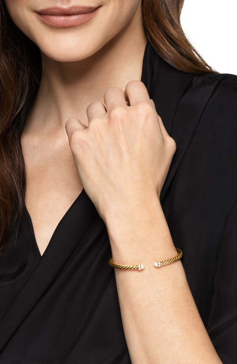 David Yurman Cablespira<sup>®</sup> Flex Bracelet in 18K Yellow Gold with Diamonds, 4mm, Alternate, color, Diamond