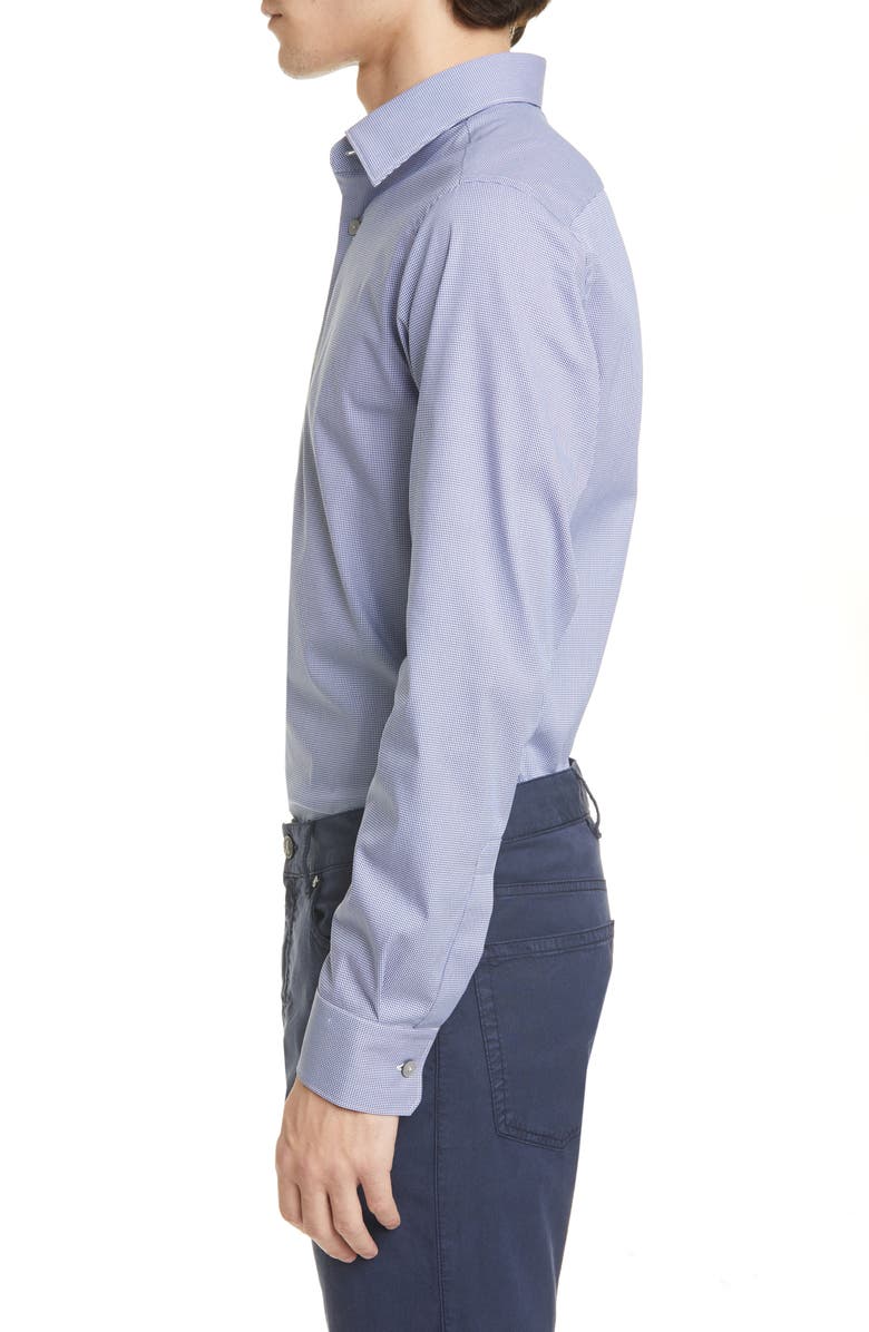 Z Zegna Extra Slim Fit Houndstooth Stretch Button-Up Shirt, Alternate, color,