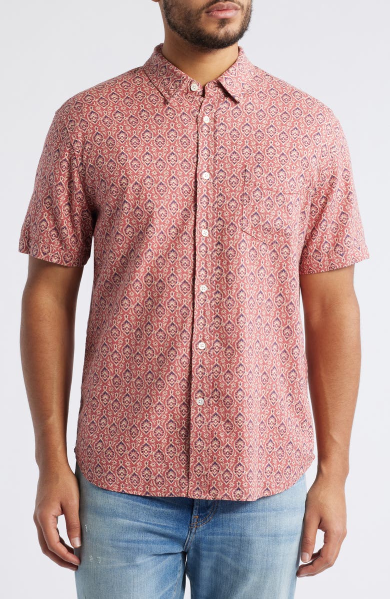 Rails Carson Floral Short Sleeve Stretch Linen Blend Button-Up Shirt, Alternate, color, 