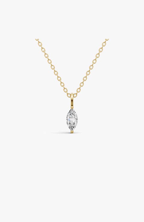 14K Gold 1 ct Lab Grown Round Marquise Shape Diamond Solitaire