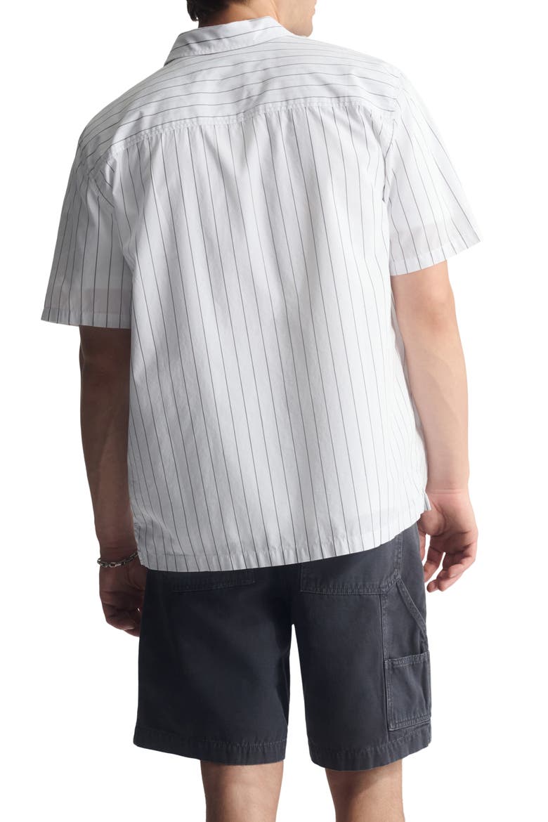 Stripe Short Sleeve Cotton Button-Up Shirt, Alternate, color, CASTLEROCK