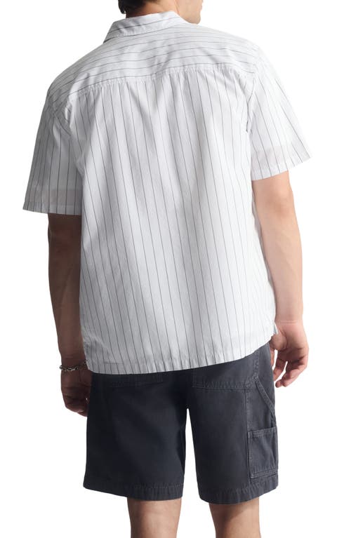 Brooklyn Industries Stripe Short Sleeve Cotton Button-up Shirt In White