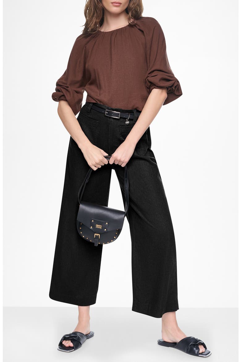 High Waist Wide Leg Pants, Alternate, color, BLACK