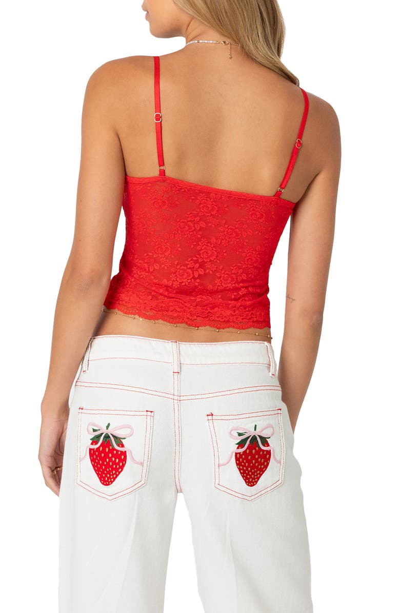 EDIKTED Lace Camisole, Alternate, color, Red
