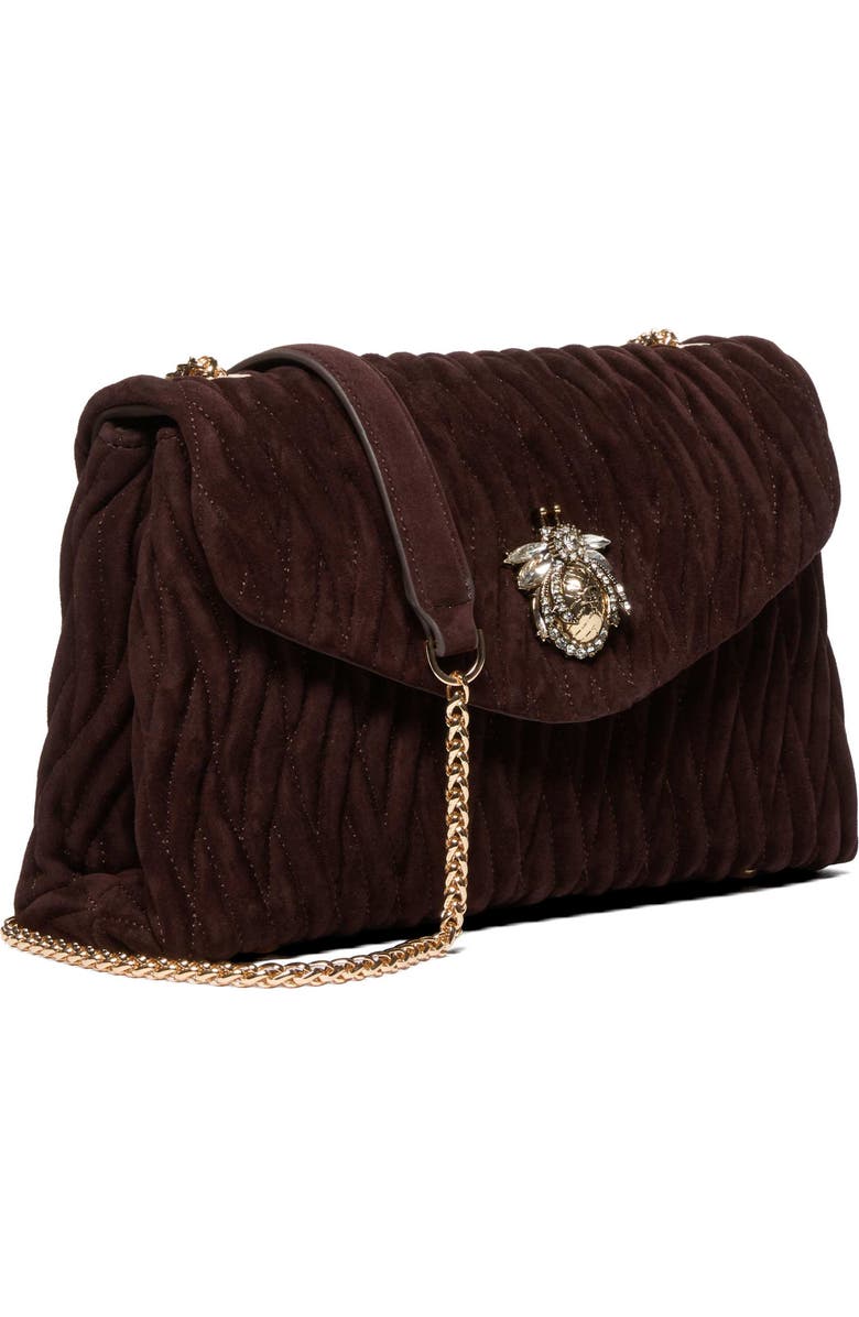 Dune London Darling Matelassé Suede Crossbody Bag, Alternate, color,