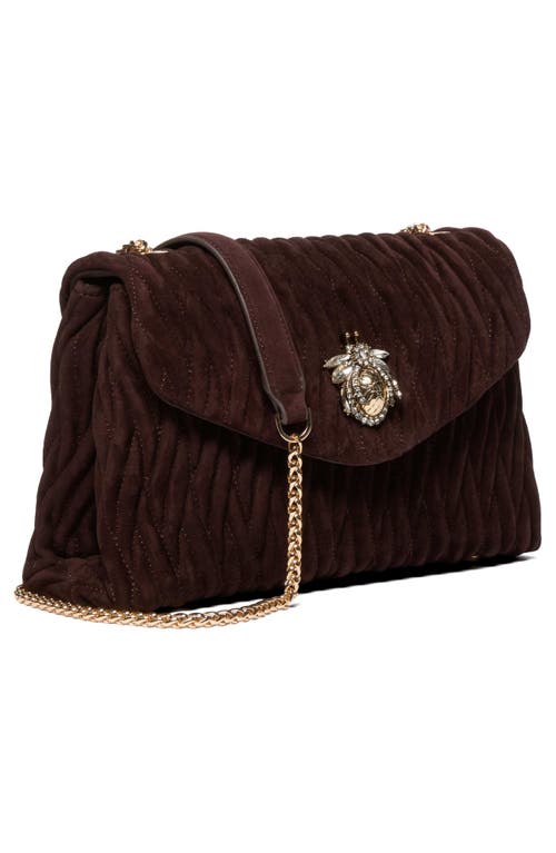 Dune London Darling Matelassé Suede Crossbody Bag In Brown