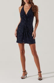 ASTR the Label Sequin Twist Front Minidress