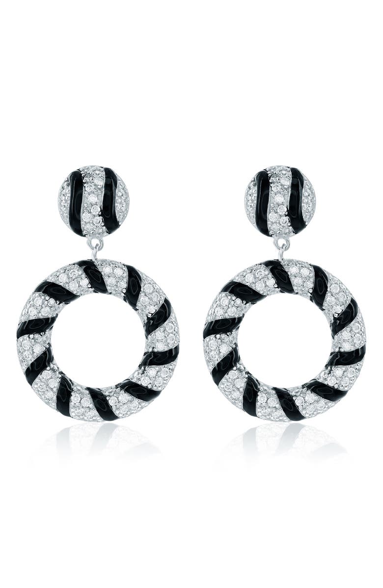 SUZY LEVIAN Pavé Cubic Zirconia & Enamel Drop Earrings, Main, color, Black