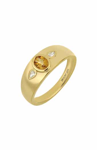 18k Gold Citrine & Diamond Ring