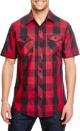 BURNSIDE Short Sleeve Plaid Shirt