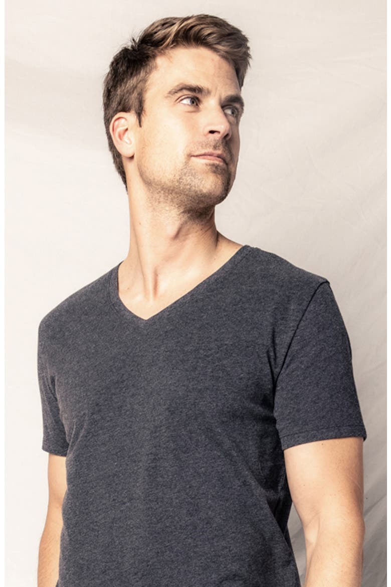 Pima Cotton V-Neck Top, Alternate, color, GREY