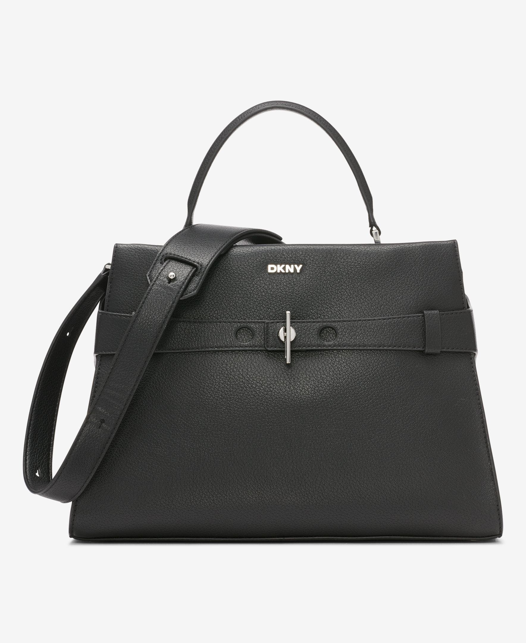DKNY Bleeker Large Satchel, Main, color, Black/Silver