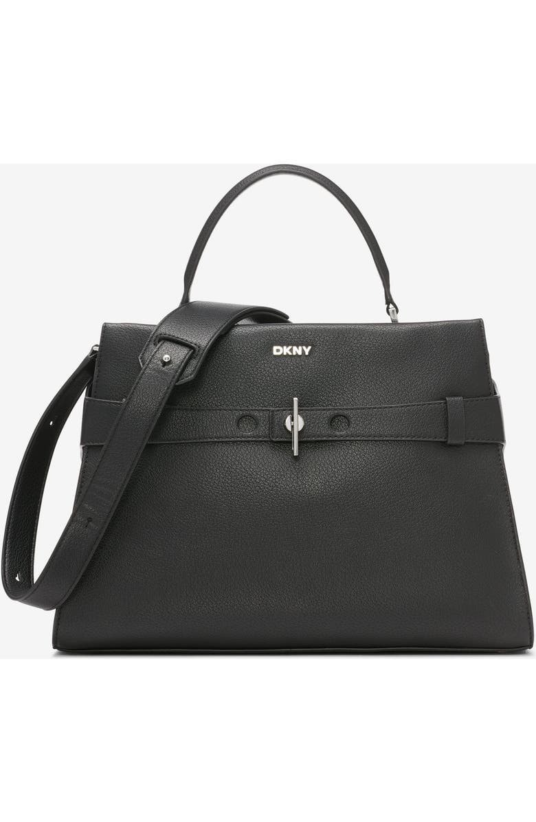 DKNY Bleeker Large Satchel, Main, color, Black/Silver