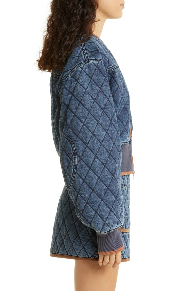 Simkhai Quilted Denim Bomber Jacket, Alternate, color, 