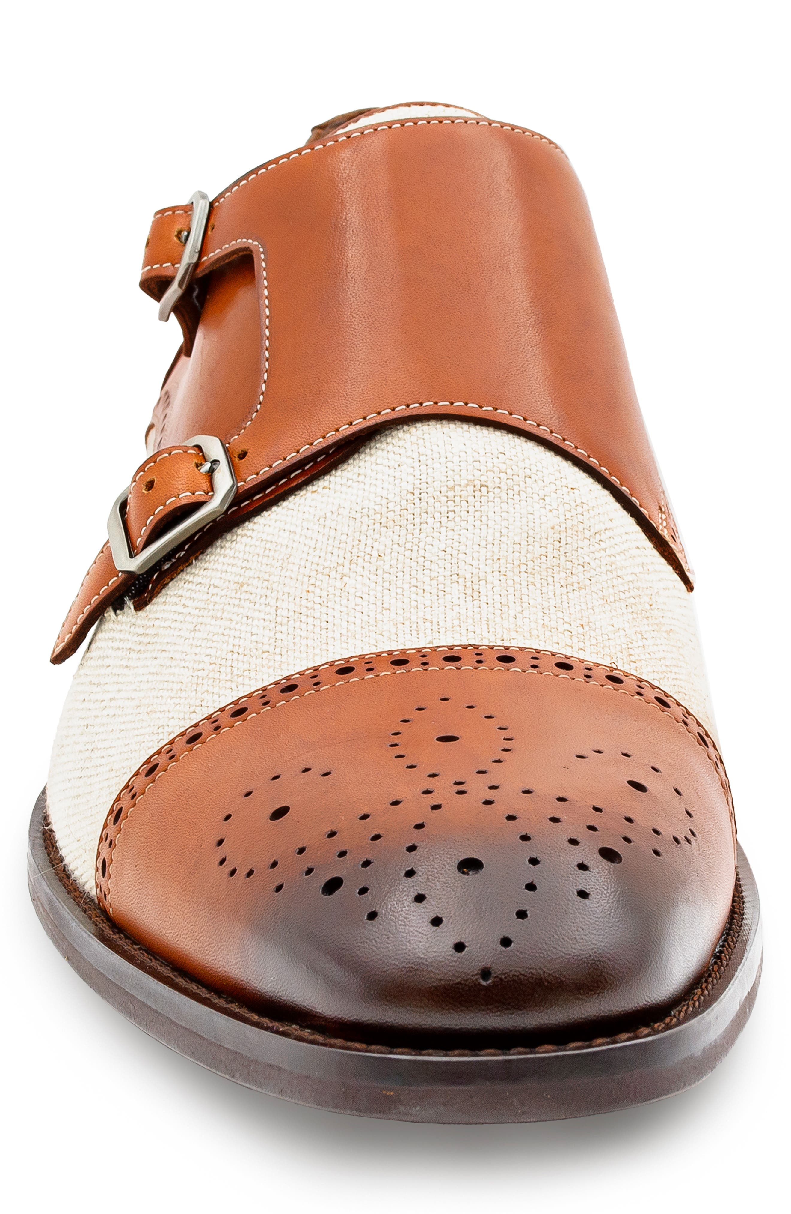 Mezlan Patina Monk Strap Loafer, Alternate, color, Dark Cognac/ Natural