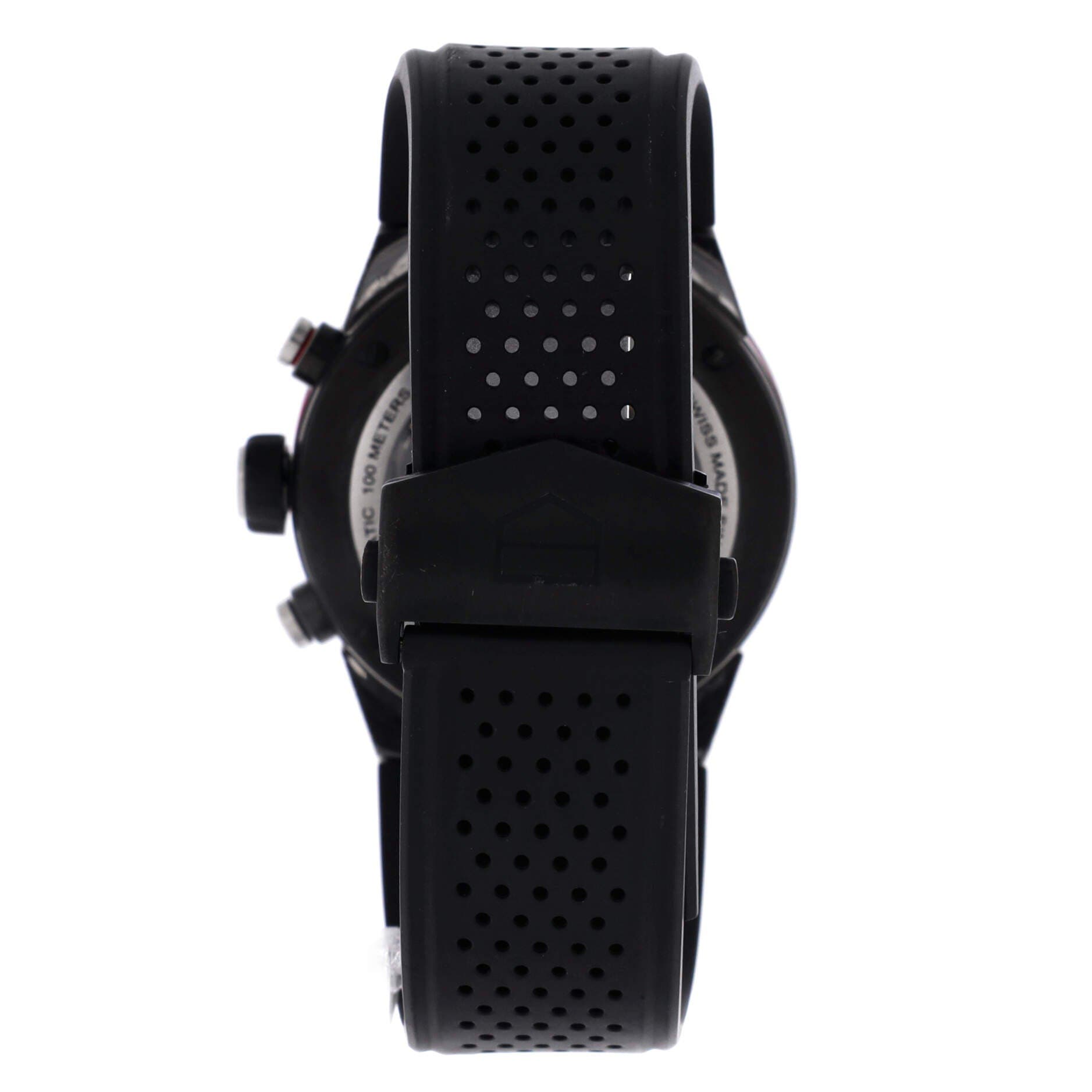 Carrera Calibre Heuer 01 Skeleton Chronograph Automatic Watch Stainless Steel with PVD and Rubber 45, Alternate, color, Black