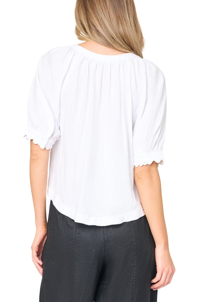 GIBSONLOOK Lily Scallop Sleeve Button-Up Top, Alternate, color, White