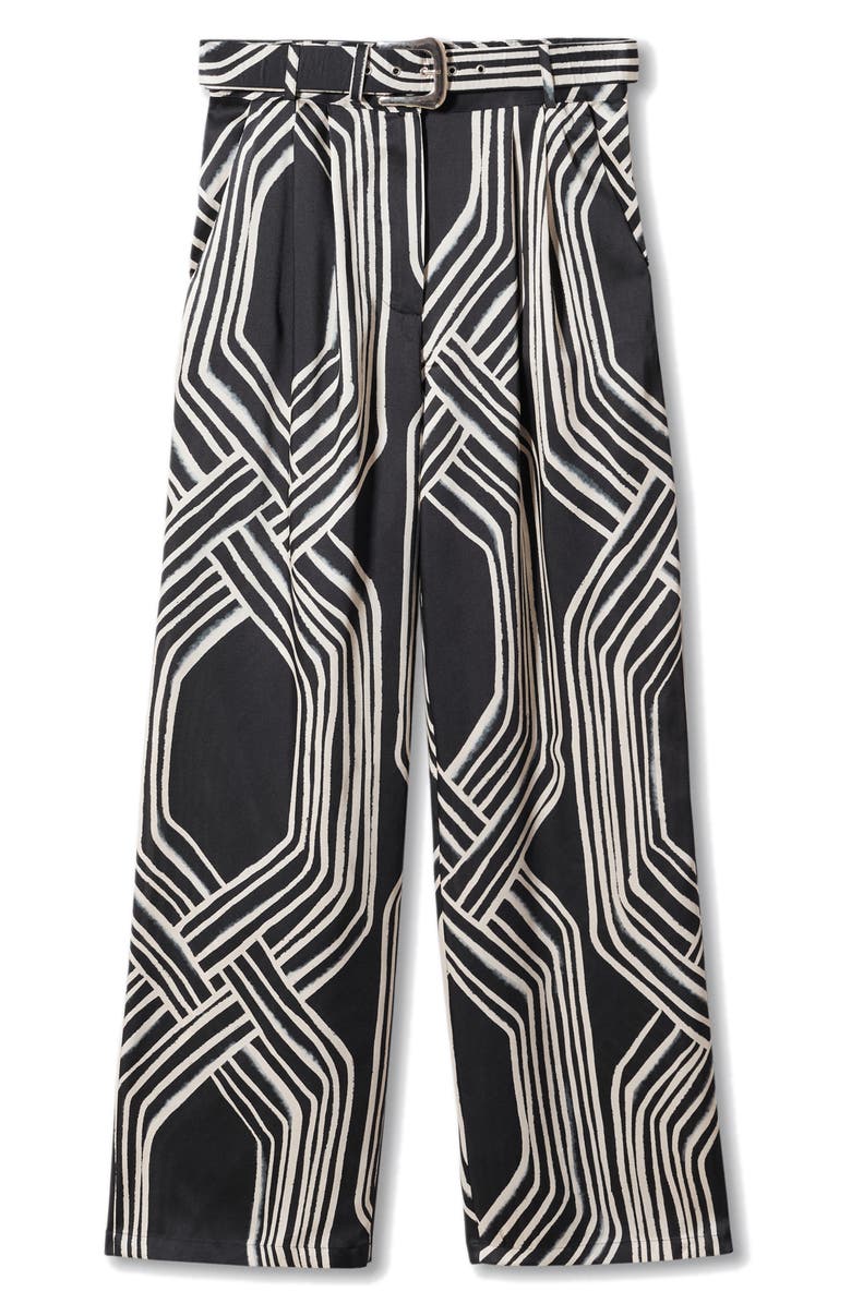MANGO Geo Print High Waist Satin Palazzo Pants, Alternate, color, 