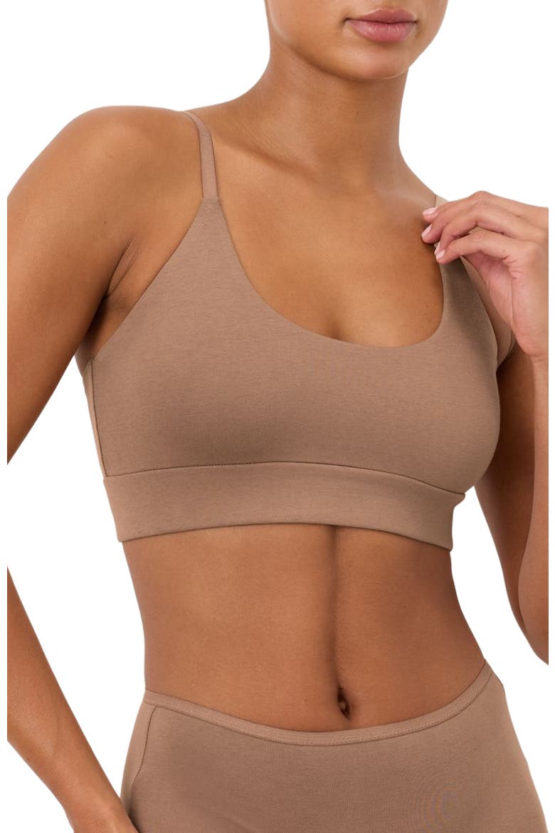 Everyday Strappy Scoop Bralette Made With Organic Cotton, Main, color, Driftwood Brown