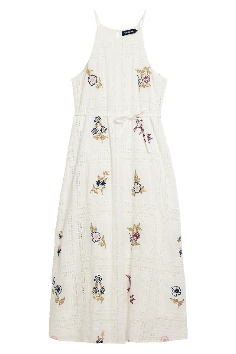Open Stitch Sleeveless Midi Dress, Alternate, color, WHITE
